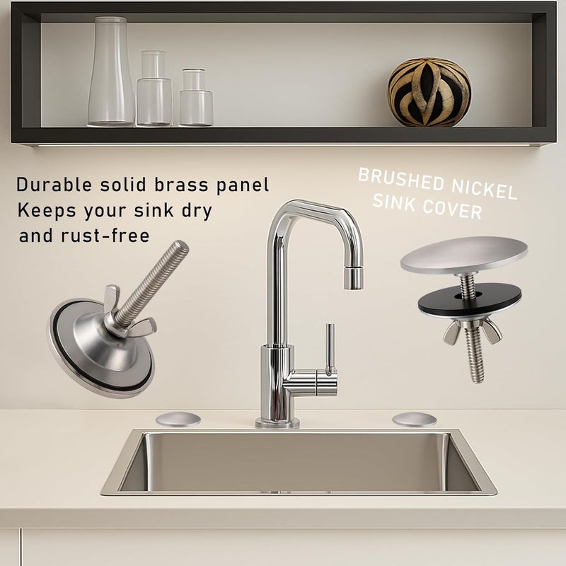 ROOGSIH Solid Brass Kitchen Sink Hole Cover, 2 Inch Faucet Hole Cover, Brushed Nickel Finish Tap Hole Plate Stopper Cover, Countertop Hole Cover for Kitchen and Bathroom Sinks (Brushed Nickel) - Image 5